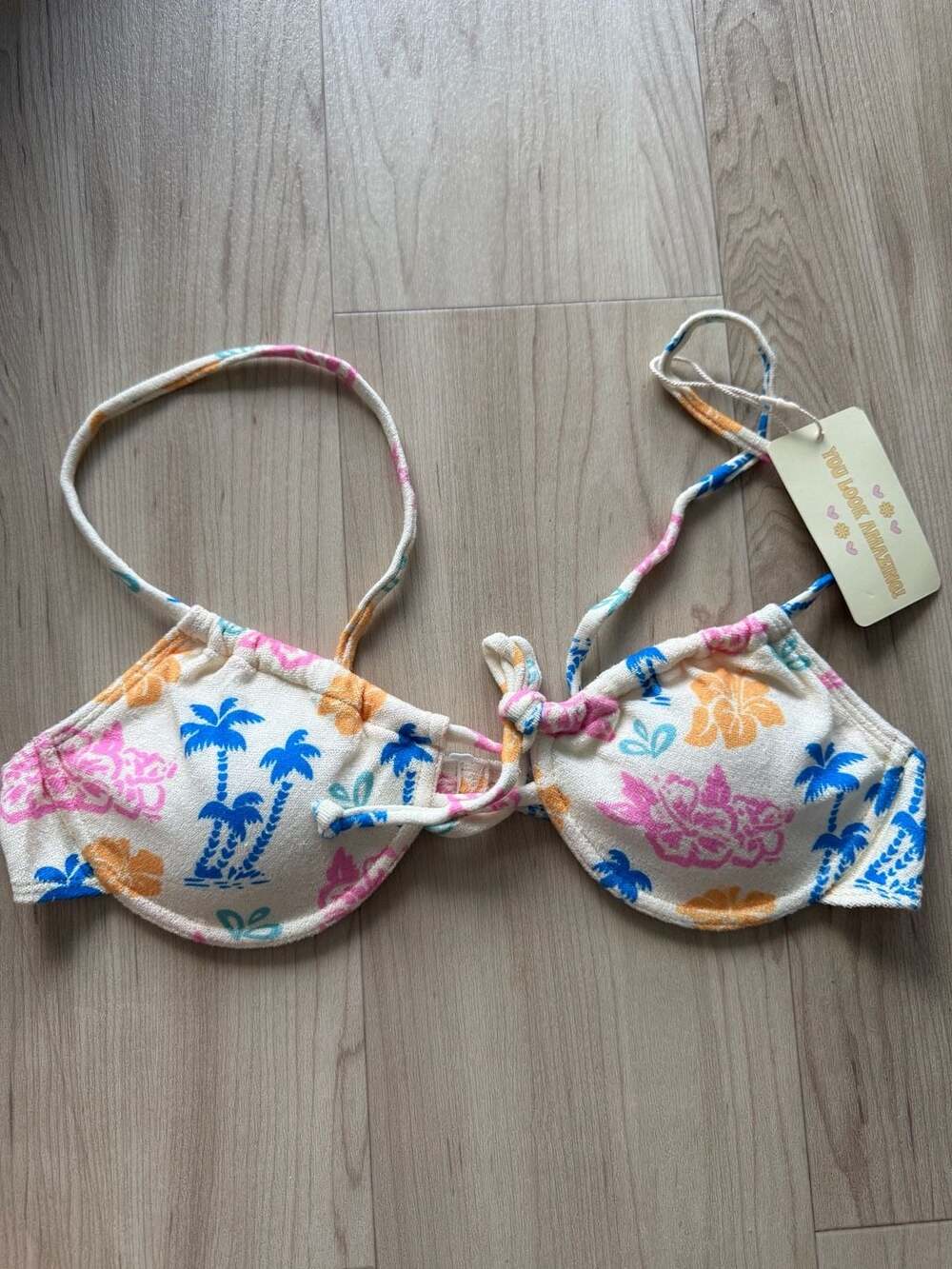 Aurelle Malia Underwire Bikini Top in Tropical Terry Fabric Size XL